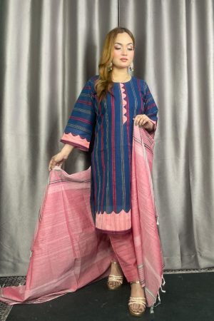 পিওর সুতি তাঁত থ্রি পিস